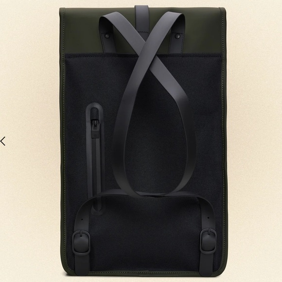 RAINS Rolltop Rucksack Green Backpack NWT - Picture 3 of 7